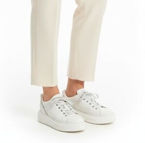 AUTHENTIC Salvatore Ferragamo White Leather Gancini Platforms